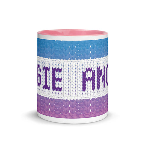 Personalized Knitting Mug with Color Inside, Yarn Lover Gift, Fair Isle Name Mug, Mug for Knitter, Cute knitting mug, knit coffee cup,